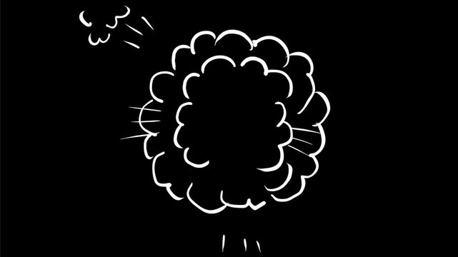 2d Animation motion graphics drawing of a cloud of dust with human fist punching fighting on white, black and green screen in 4K ultra-high-definition.
