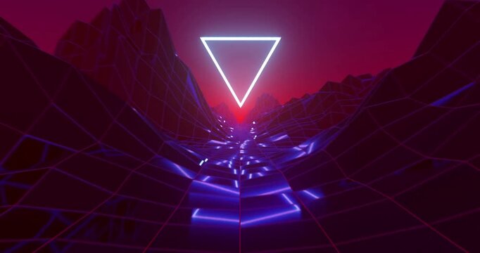 Artistic Retro Wave animation retro music background concept electric abstract