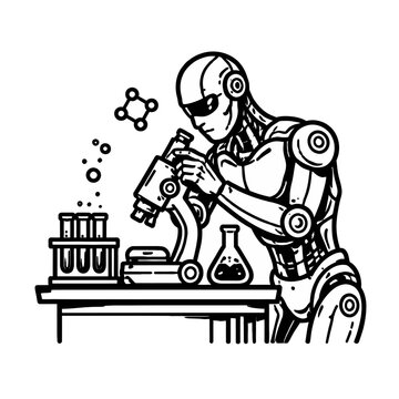 Futuristic Robot Icon A Scientific Breakthrough in Research and Development Technology