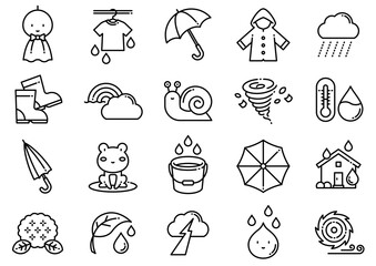 Naklejka premium 雨・雨季イメージアイコン01 Rain and Rainy Season Icons