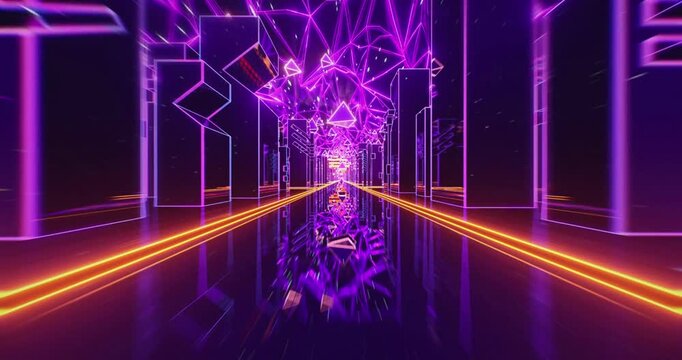 Synth wave retro grid background synthwave 80s Purple futuristic music background concept neon lights