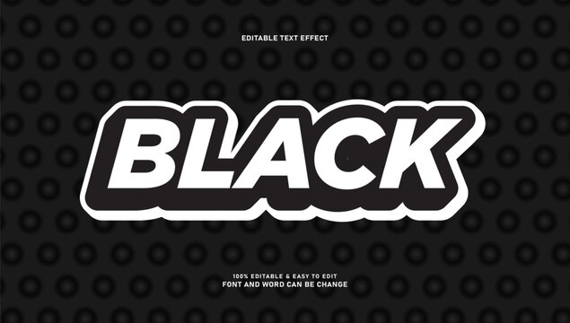 Modern Bold Black and White Editable Text Effect with 3D Layered Style