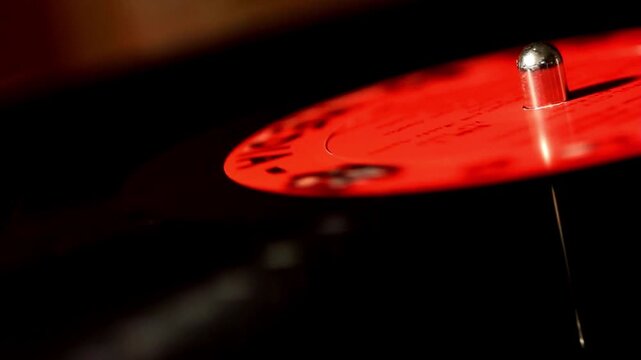 Vinyl Record Spinning On Turntable dj music player