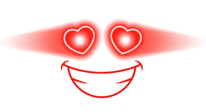 Smiling Face with Glowing Heart Eyes, Love Expression, Romantic Emotion, Valentine's Day
