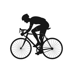 Fototapeta premium Cycling silhouette, bicycle rider icon, black cyclist, sports vector, athletic design