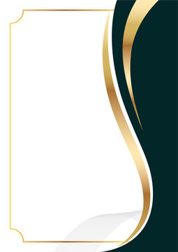 Elegant Gold and Dark Green Wavy certificate background Border Design with White Space.