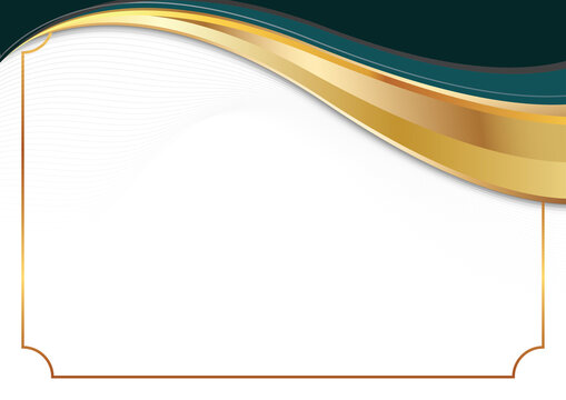 Elegant Gold and Teal Wavy Border certificate background Design with Blank White Space.