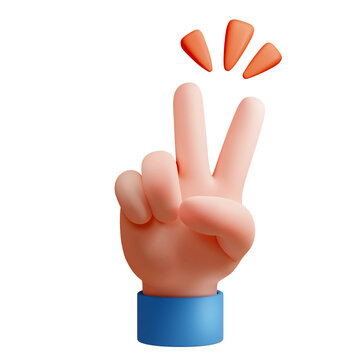 V Gesture With Outward Facing Palm
