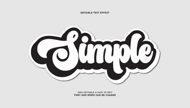 Simple retro script text effect with 3d bold shadow editable graphic style
