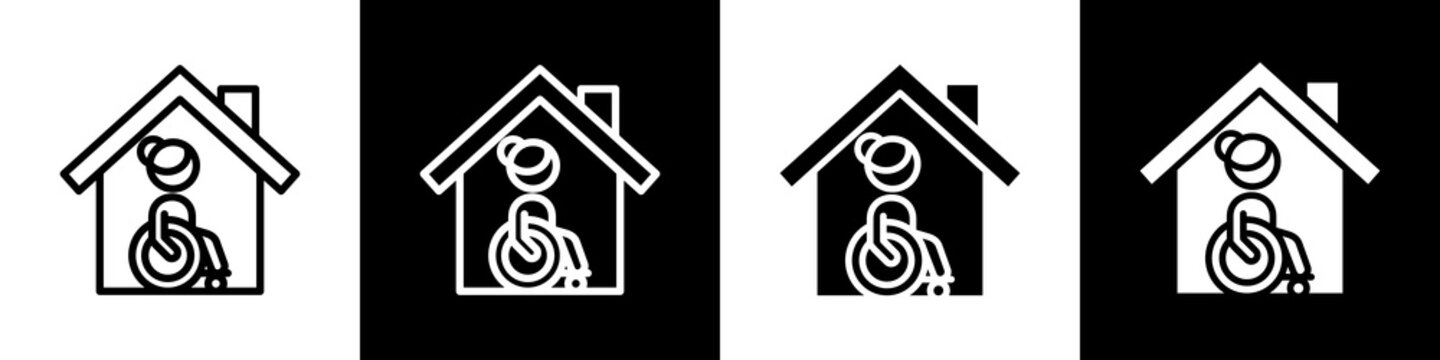 Senior Living & Retirement Home black and white icon design concept