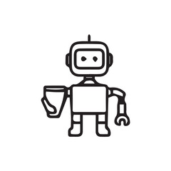 Naklejka premium Minimalist robot character illustration friendly cartoon style graphic design element