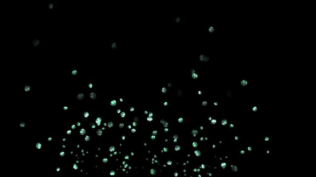 Floating Particles Loop Animation. Glowing Dust Sparkles with Abstract Bokeh Lights on Dark Background Motion Graphic Video