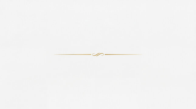 Elegant gold divider line on white background, minimalist golden decorative border, luxury filigree separator for wedding invitations and stationery