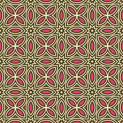 Fototapeta premium A pattern of pink and brown flowers. The pattern is made up of squares and triangles