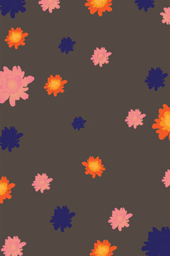 Decorative Chrysanthemum Floral Pattern in Modern Flat Illustration Style. Designed in a modern flat illustration style, the artwork is suitable for branding, stationery, packaging, and textile