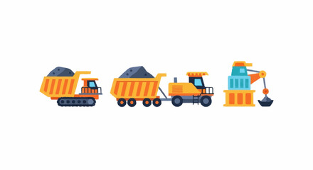 Heavy Construction Vehicles and Mining Equipment Illustration. © Anak