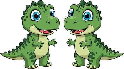 Cute Baby Tyrannosaurus Rex Dinosaur Cartoon Characters for Kids Birthday Invitations, Prehistoric Education, Nursery Wall Art Decor, and Jurassic Theme Vector Illustrations © Md