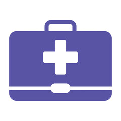 Obraz premium First aid kit icon with white cross on blue background