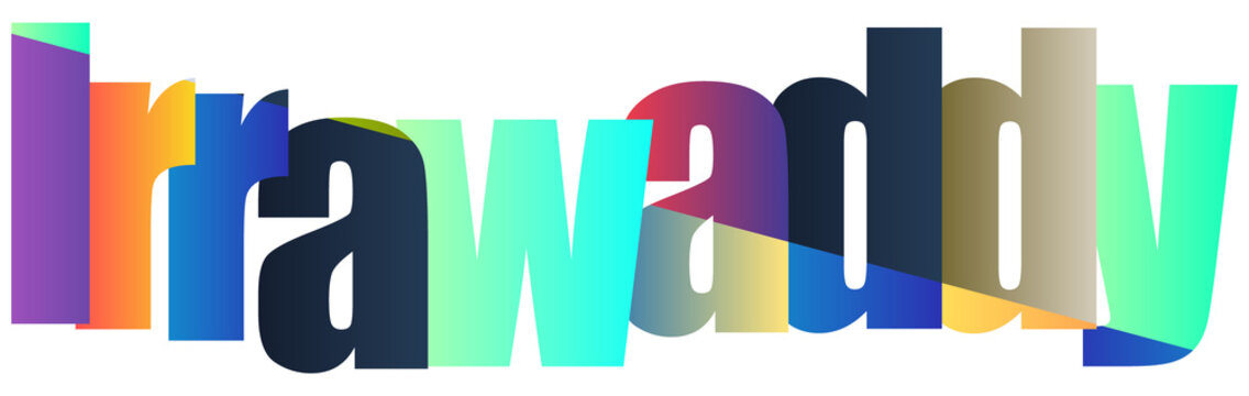 Colorful Gradient Text Design Showing Irrawaddy river name Creatively