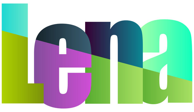 Colorful stylized letters forming the river name lena isolated design