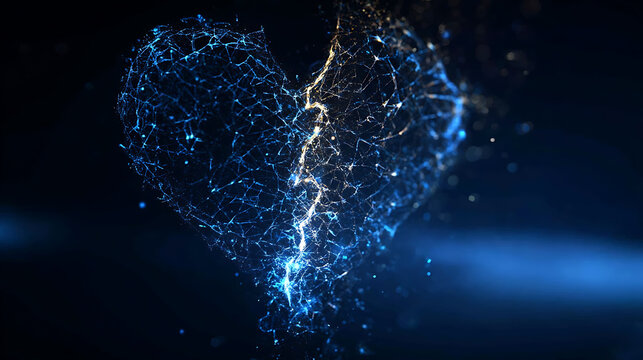 Abstract digital representation of a broken heart, symbolizing complex emotions