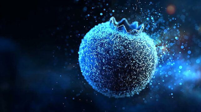 A close-up image of a vibrant blueberry, with its rich blue color and delicate texture