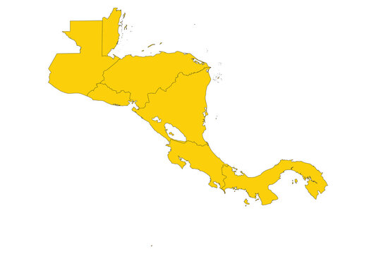 Central America with Countries map vector illustration.