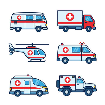 Set of six round time clock icon in different styles