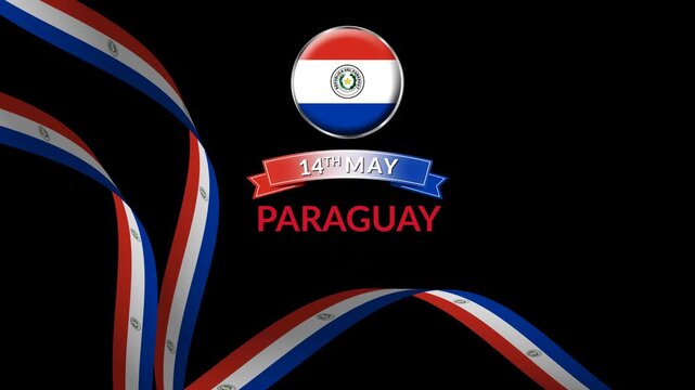 Paraguay National Day Flag Ribbon Overlay Animation Isolated on Transparent Background