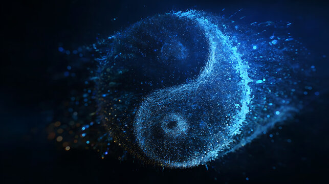 A mesmerizing illustration of the Yin and Yang symbol, beautifully illuminated