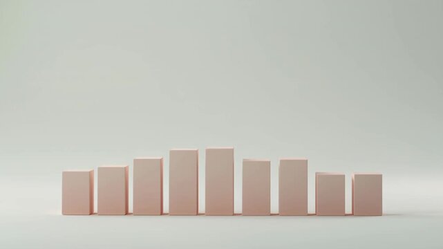 Bar chart graph made of wooden blocks showing financial growth and decline.