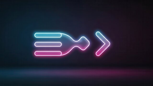 Vibrant gradient neon menu and arrow symbol indicating forward progress and modern digital