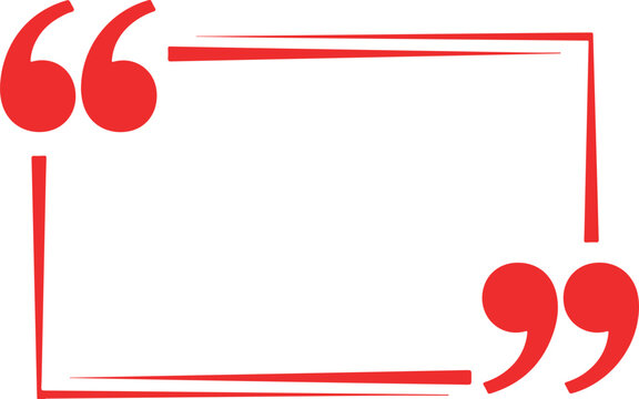 Red quotation mark border on white background quotation marks typography