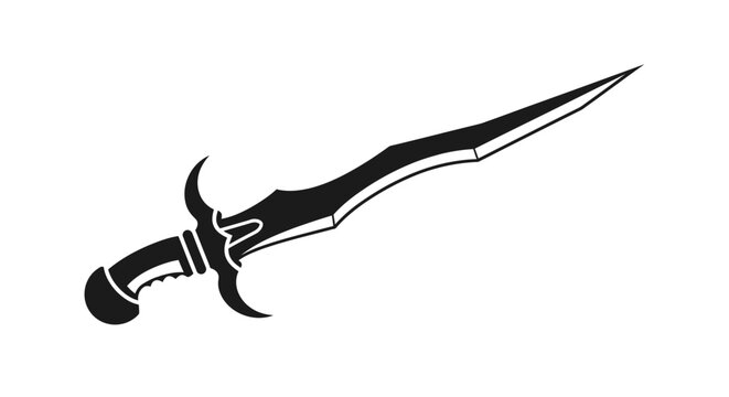 Ornate Dagger Silhouette, Fantasy Weapon, Sharp Blade, Historical Sword