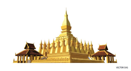 Obraz premium Golden Buddhist Temple Pagoda - Wat Xieng Khuan Landmark