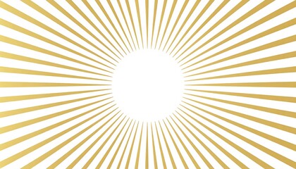 Fototapeta premium Gold radial burst emanating from a white circle on a white background