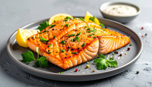 Filete de salm&oacute;n a la parrilla con hierbas frescas