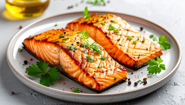Filete de salm&oacute;n a la parrilla con hierbas frescas