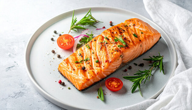 Filete de salm&oacute;n a la parrilla con hierbas frescas