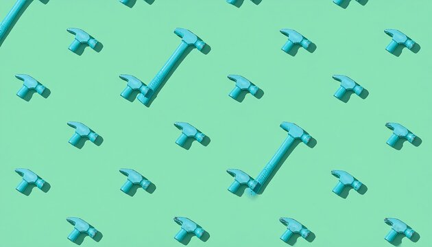 A mint green background with a pattern of small cyan dumbbells