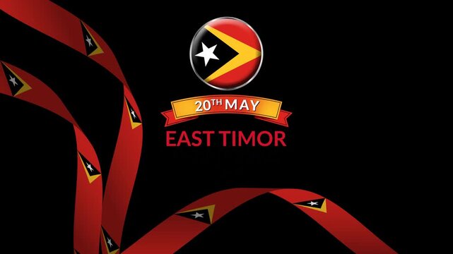 East Timor National Day Flag Ribbon Overlay Animation Isolated on Transparent Background