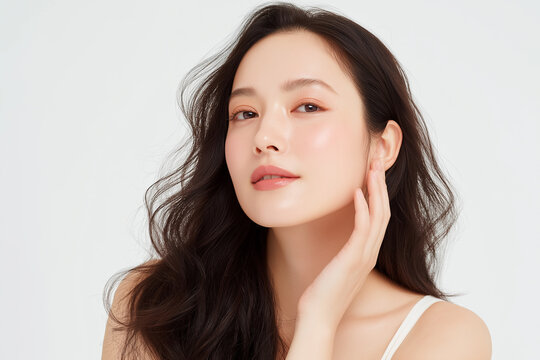 美容, 女性, スキンケア, 化粧品, ビューティー, 若い女性, 美肌, 日本人, アジア人, フェイシャル, メイク, 美容液, 保湿, クリーム, エイジングケア, 美容医療, エステ, 美容クリニック, 肌ケア, ナチュラルメイク, 透明感, ツヤ肌, モデル, 笑顔, ポートレート, クローズアップ, リラックス, 癒し, 健康的, 美白, コラーゲン, ヒアルロン酸, アンチエイジング