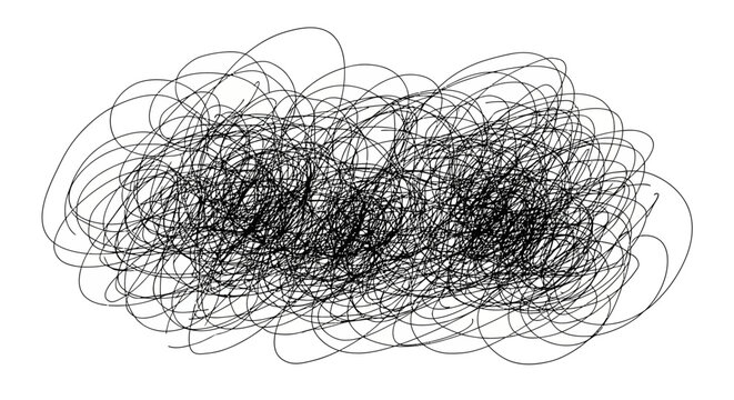 Abstract tangled scribble drawing representing confusion and complexity.