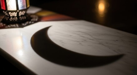Obraz premium Crescent Moon Shadow on Surface.
