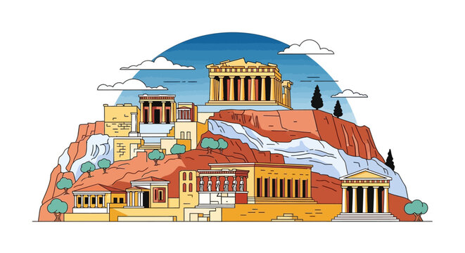 Vector Illustration of the Acropolis of Athens