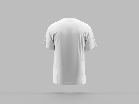 Jersey T-Shirt Round Neck Mockup 3D Rendering Apparel in Back View