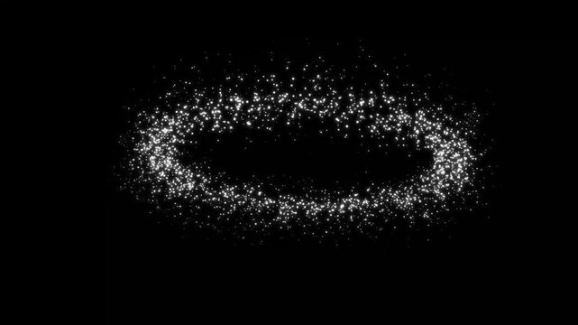 4k Glittering star line and circle sparkle on black background. luxury white glitter sparkles star trail, magic dust, pixie dust path, Luxury magic festive effect, Dust trail 3d animation.