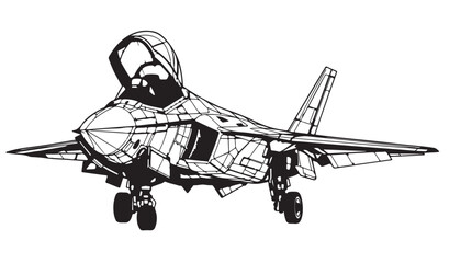 Naklejka premium F-35 Fighter Jet Silhouette Vector Modern Stealth Military Aircraft Illustration