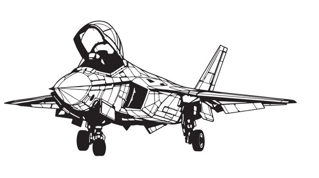 F-35 Fighter Jet Silhouette Vector Modern Stealth Military Aircraft Illustration