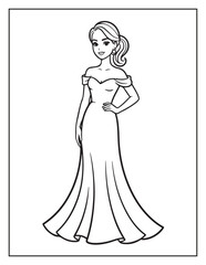 Fototapeta premium Ponytail Hairstyles Coloring Book Pages for Adults